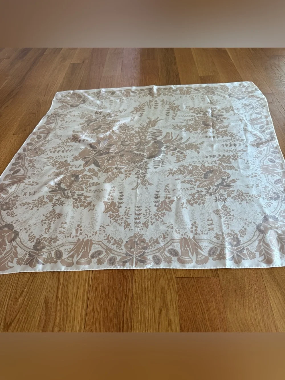 Vintage Smithsonian Institution 100% Silk Botanical Floral Scarf Made in Japan